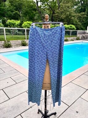 J. Mclaughlin Blue Pattern Wide Leg Pants Size Large